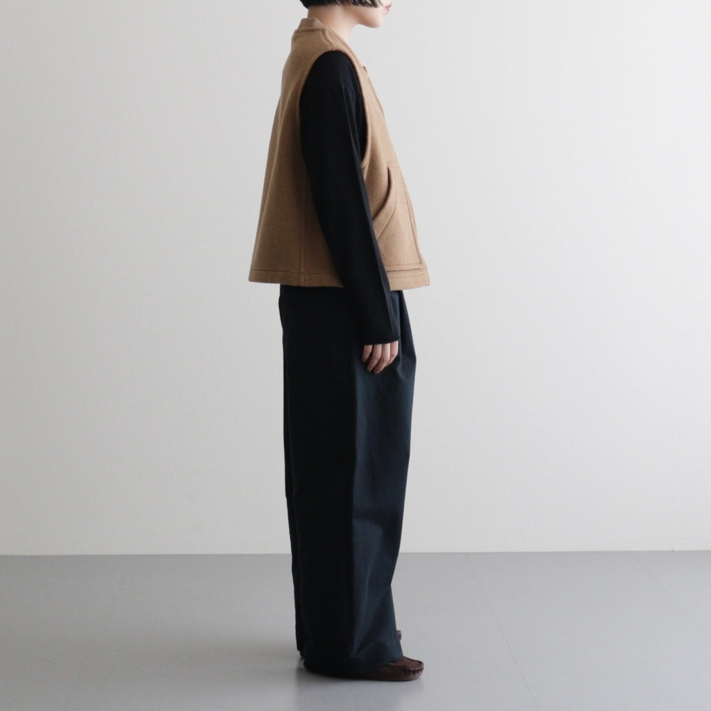 【 LONDON TRADITION × UNFIL 】wool blend double face zip-up vest #camel [WVFL-UW133]