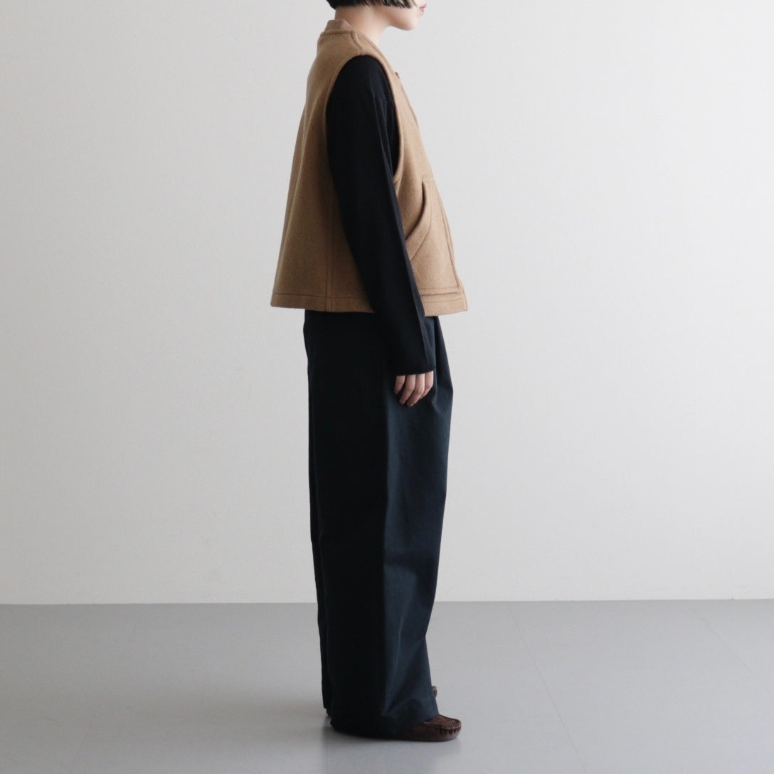 【 LONDON TRADITION × UNFIL 】wool blend double face zip-up vest #camel [WVFL-UW133]