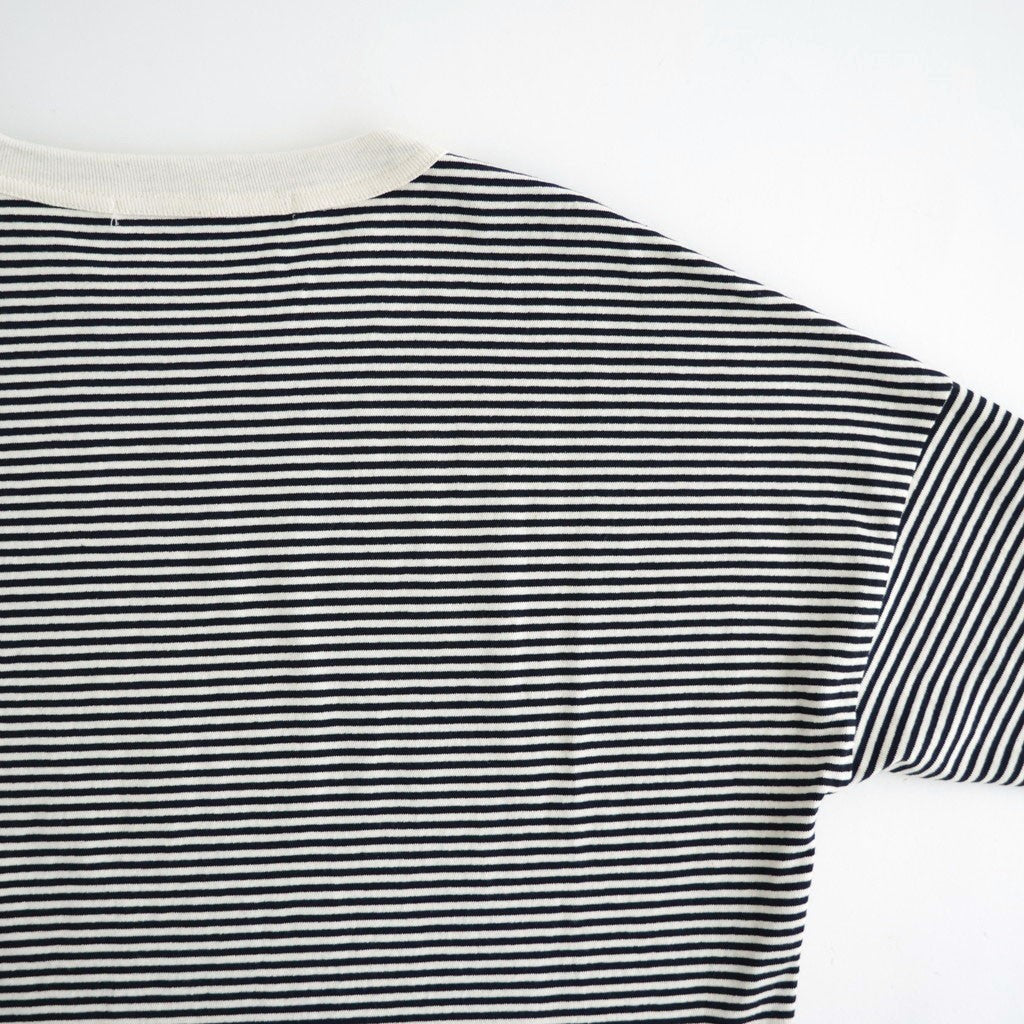 BORDER DROP SHOULDER SHIRT #Black × Off White [no.8362] - DOKODO