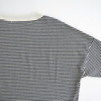 BORDER DROP SHOULDER SHIRT #Black × Off White [no.8362]