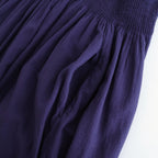 80s ORGANIC MICRO CHECK OVERDYE CREW-NECK BUTTON SHIRT MAXI DRESS WITH MINI PINTUCK #2813 PURPLE (D.PURPLE) [NMDS26234D]