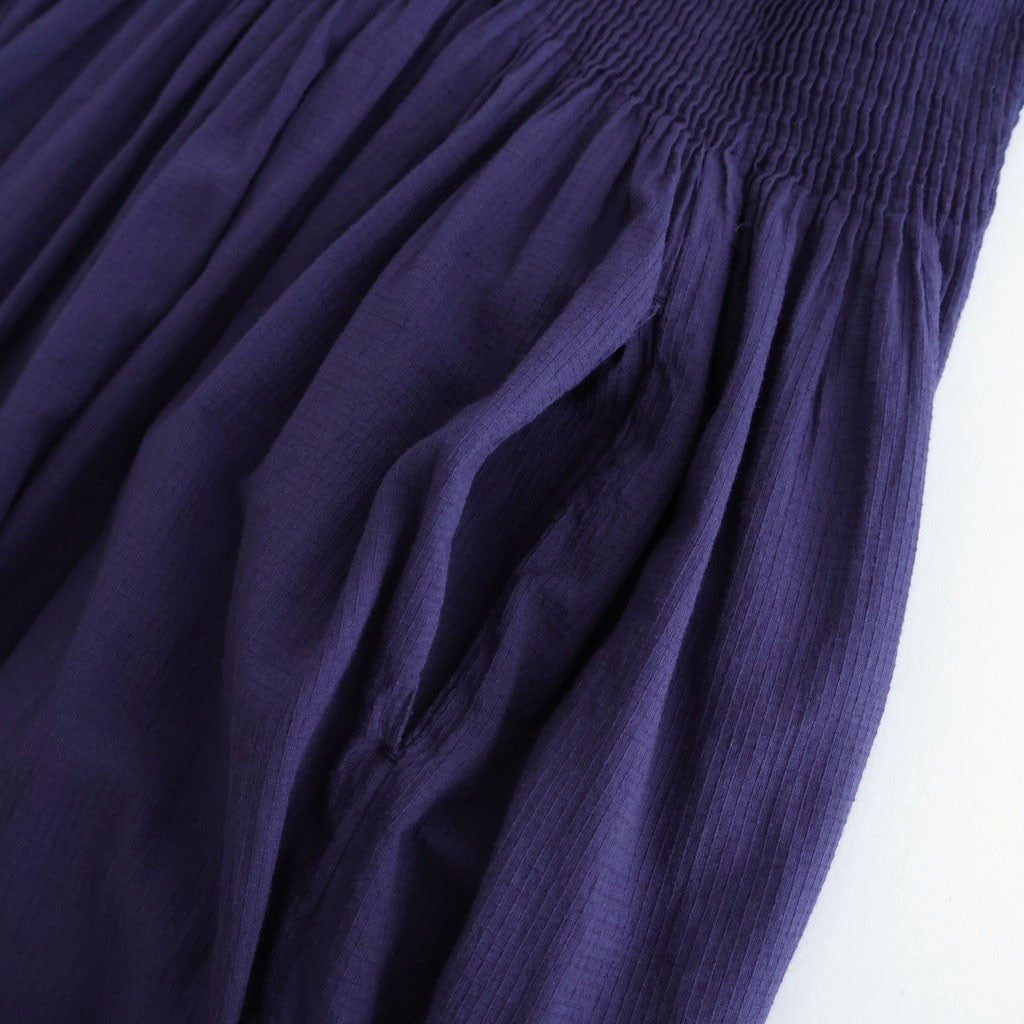 80s ORGANIC MICRO CHECK OVERDYE CREW-NECK BUTTON SHIRT MAXI DRESS WITH MINI PINTUCK #2813 PURPLE (D.PURPLE) [NMDS26234D]