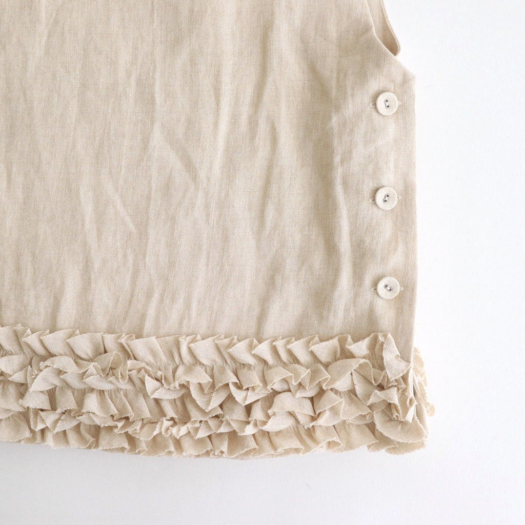 FRILL DECOLATION BUTTON BIB #Antique White [no.7316]
