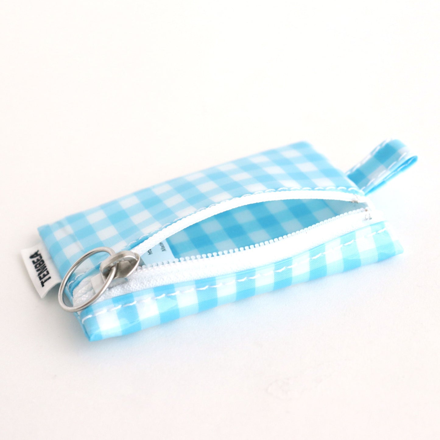 FLAT POUCH MINI #GINGHAM SAX [TMB-2352A]