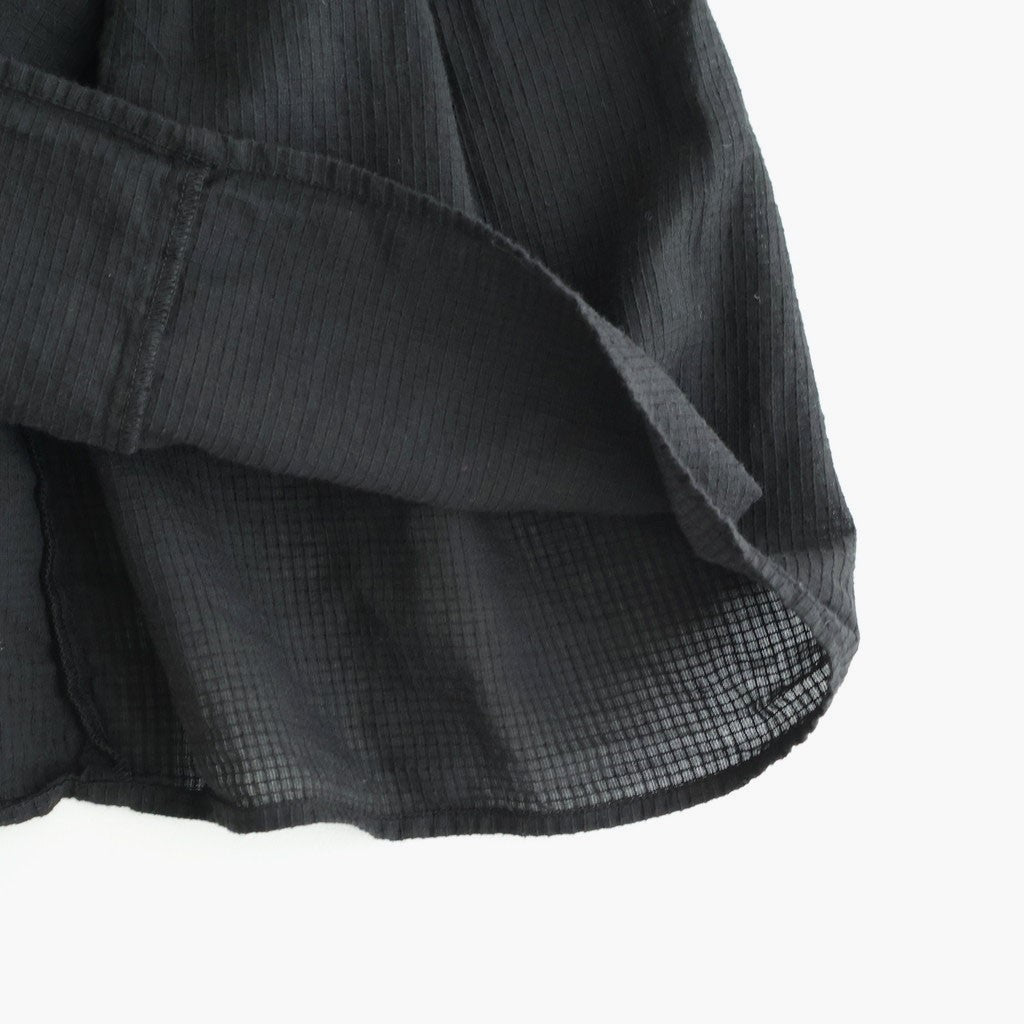 80s ORGANIC MICRO CHECK OVERDYE CREW-NECK BUTTON SHIRT WITH MINI PINTUCK #9912 BLACK (J.BLACK) [NMDS26233D]