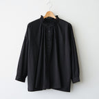60s COTTON CAMBRIC PLAIN WITH LACE LACE FRILL COLLAR SHIRT #9900 BLACK [NSL26551]