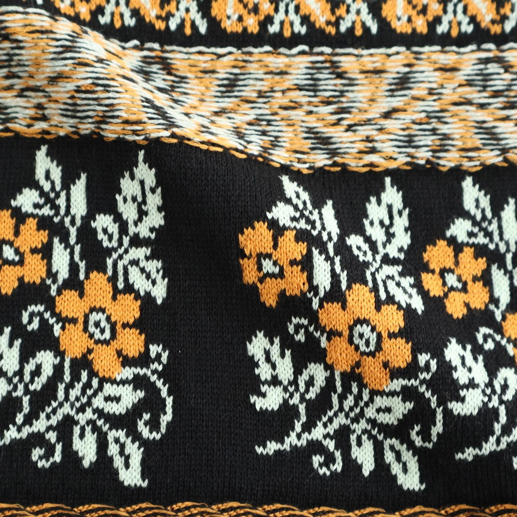 Flower Jacquard Knit Blouse #Black [261807]