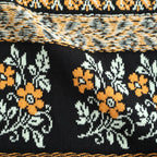 Flower Jacquard Knit Blouse #Black [261807]