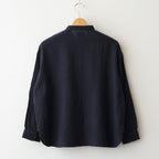 BOILED WOOL PLAIN BANDED COLLAR EMB SHIRT #3900 NAVY [NMDS25601]