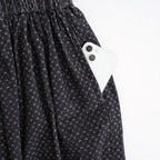 MINI CORDUROY CROSSHATCH PRINT GATHERED SKIRT #3991 NVY (NAVY/IVORY) [NSL26585]