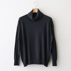 14GG 2PLY PLAIN STITCH COTTON/WOOL/CASHMERE TURTLE NECK PULLOVER #9800 CHARCOAL [GNSL24541]