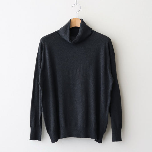 14GG 2PLY PLAIN STITCH COTTON/WOOL/CASHMERE TURTLE NECK PULLOVER #9800 CHARCOAL [GNSL24541]