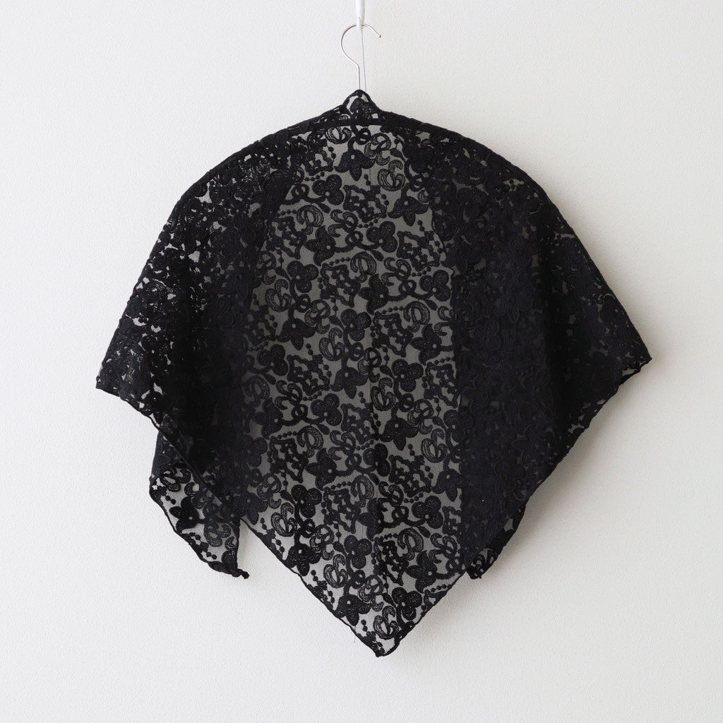 CROWN MOTIF LACE TRIANGLE STOLE #Black [no.7531]