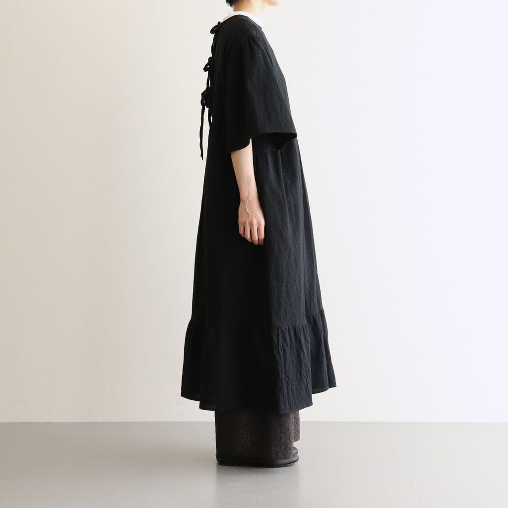 cotton linen powder dress #black [1559-007]