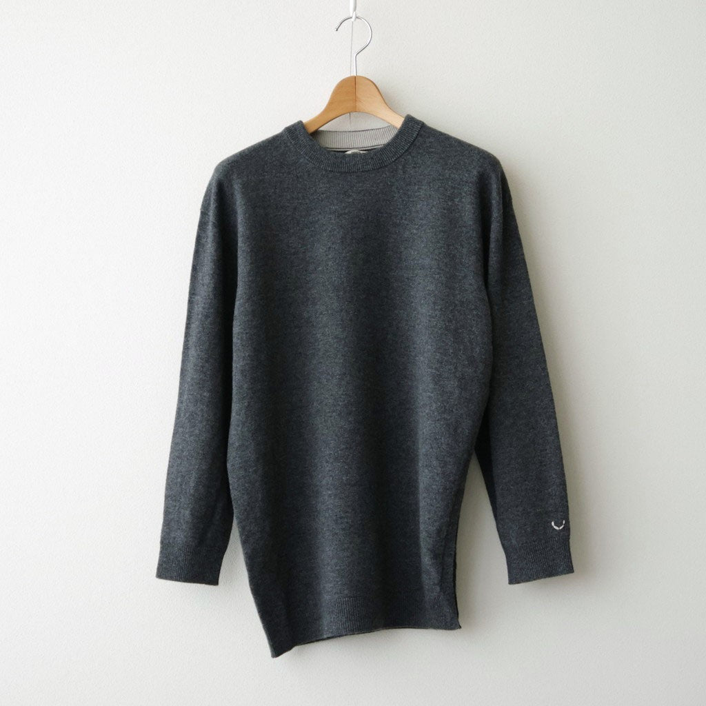 ex super fine woolen wool high-gauge knit P/O #melange charcoal gray [WXFL-UW120]