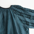 一瞬の花：Gathered blouse #abyssal blue [11261-10307]