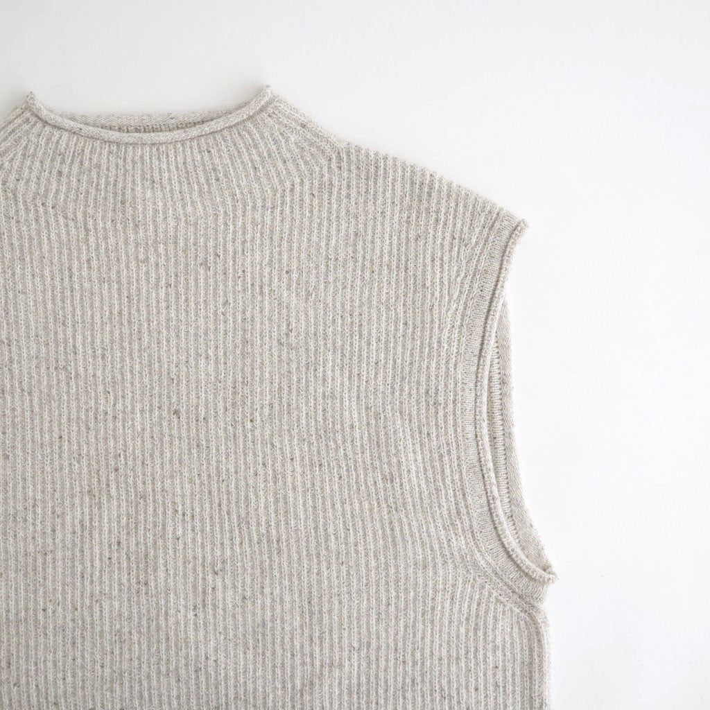 woolen cotton & silk nep wool tweed-knit vest #grayge tweed [WXFL-UW125]