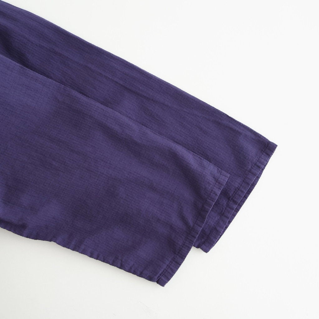 80s ORGANIC MICRO CHECK OVERDYE CREW-NECK BUTTON SHIRT WITH MINI PINTUCK #2813 PURPLE (D.PURPLE) [NMDS26233D]