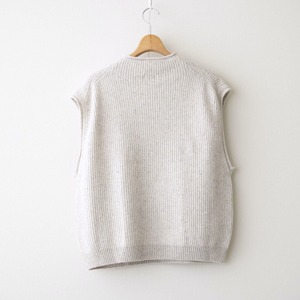woolen cotton & silk nep wool tweed-knit vest #grayge tweed [WXFL-UW125]