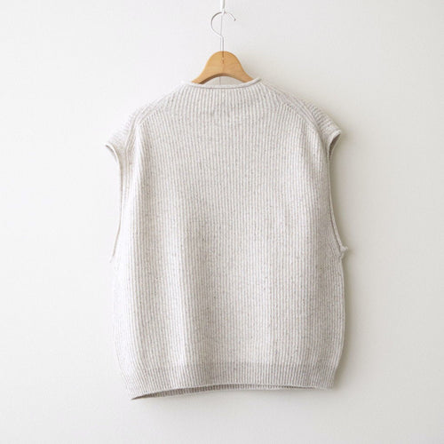 woolen cotton & silk nep wool tweed-knit vest #grayge tweed [WXFL-UW125]