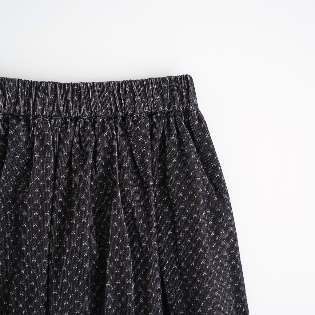 MINI CORDUROY CROSSHATCH PRINT GATHERED SKIRT #3991 NVY (NAVY/IVORY) [NSL26585]