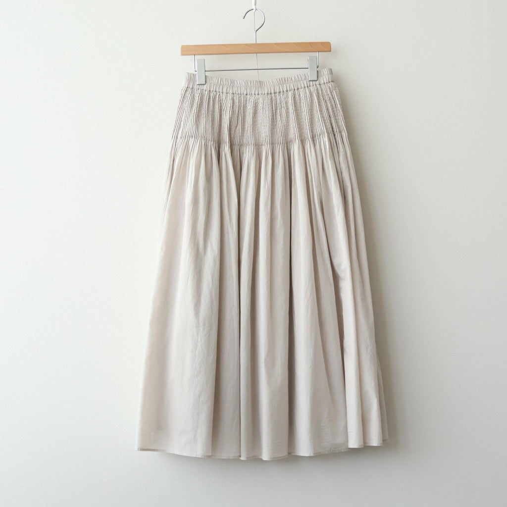 80s ORGANIC COTTON VOILE MINI PINTUCK FLARED SKIRT #8200 BEIGE (MILKY BEIGE) [NMDS26245]