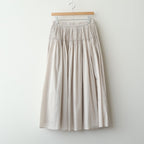 80s ORGANIC COTTON VOILE MINI PINTUCK FLARED SKIRT #8200 BEIGE (MILKY BEIGE) [NMDS26245]