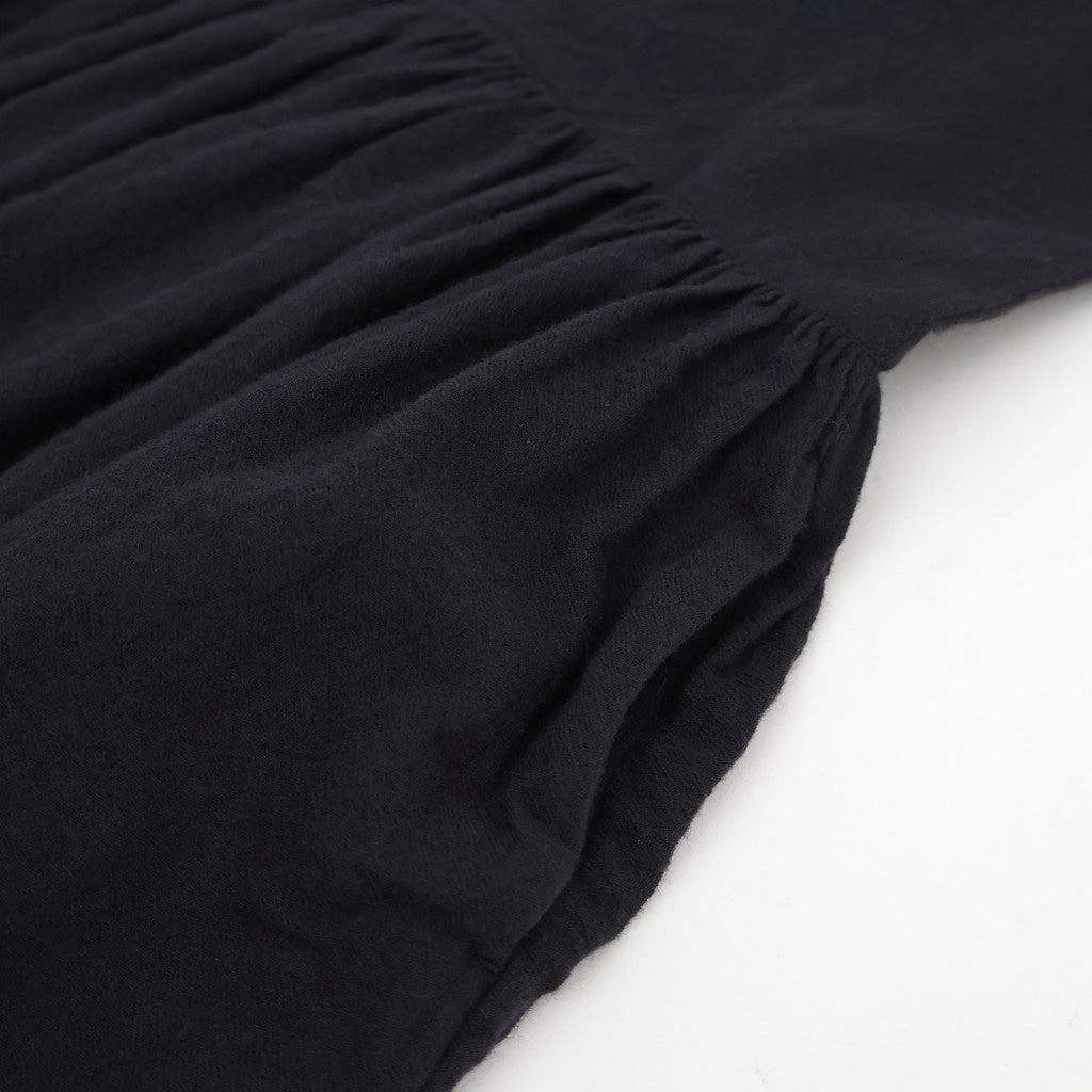 BOILED WOOL PLAIN CREW NECK EMB DRESS #3900 NAVY [NMDS25604]