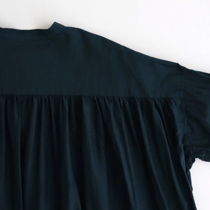 G.D COTTON SILK STAND COLLAR LONG SHIRT #Navy [no.7366]