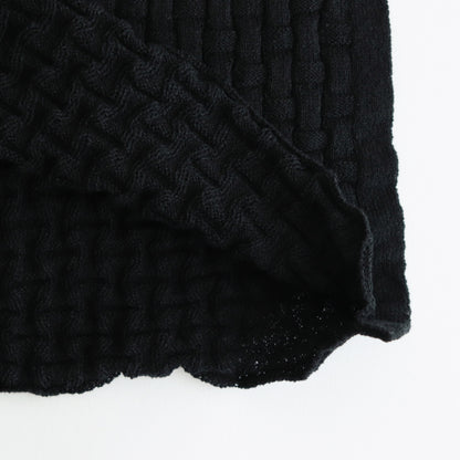 Cotton-boucle Basket Skirt #Black [oni052]
