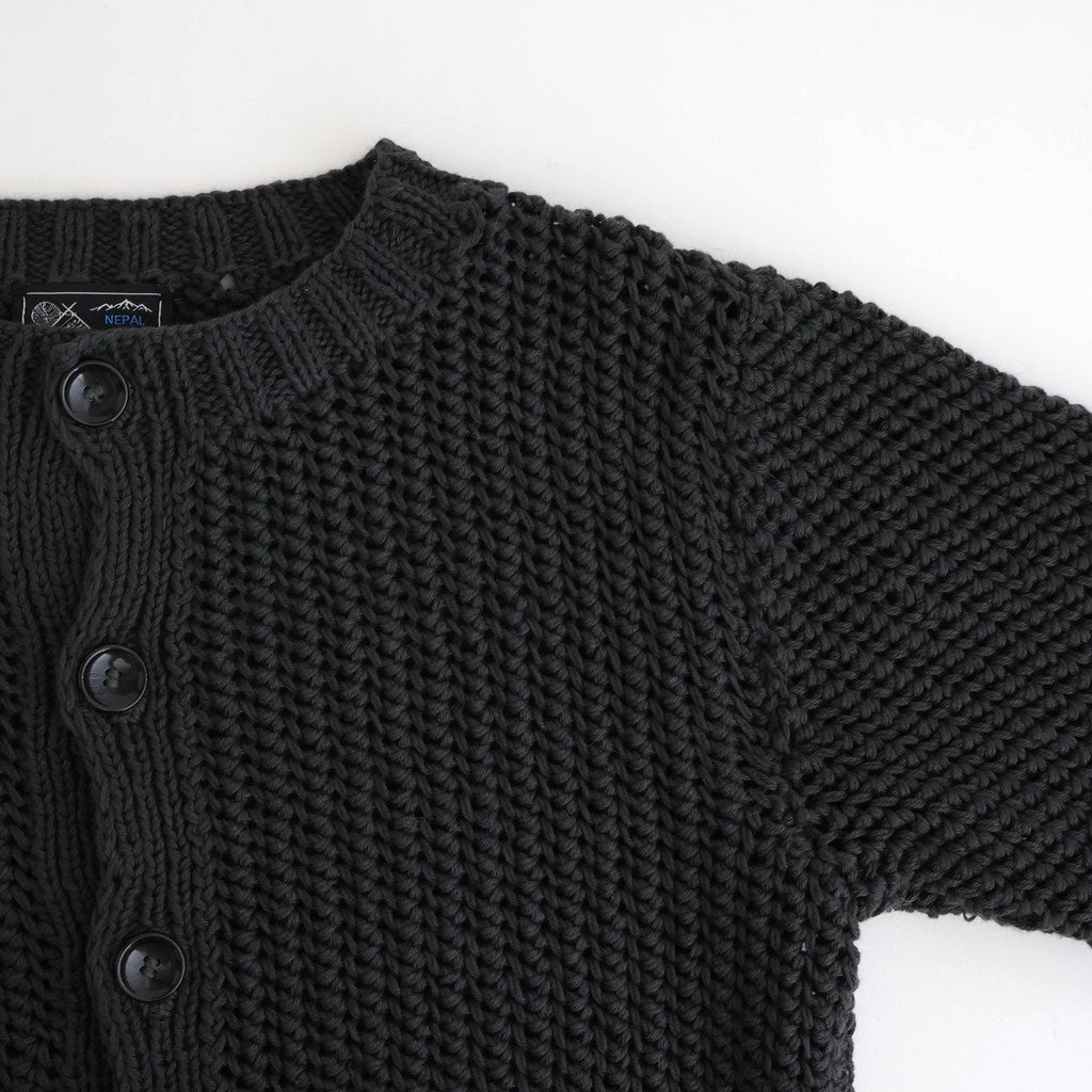 ネパール手編みKNIT クルーネックカーディガン #007 チャコール [PA260KN024]