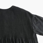 80s ORGANIC MICRO CHECK OVERDYE CREW-NECK BUTTON SHIRT WITH MINI PINTUCK #9912 BLACK (J.BLACK) [NMDS26233D]