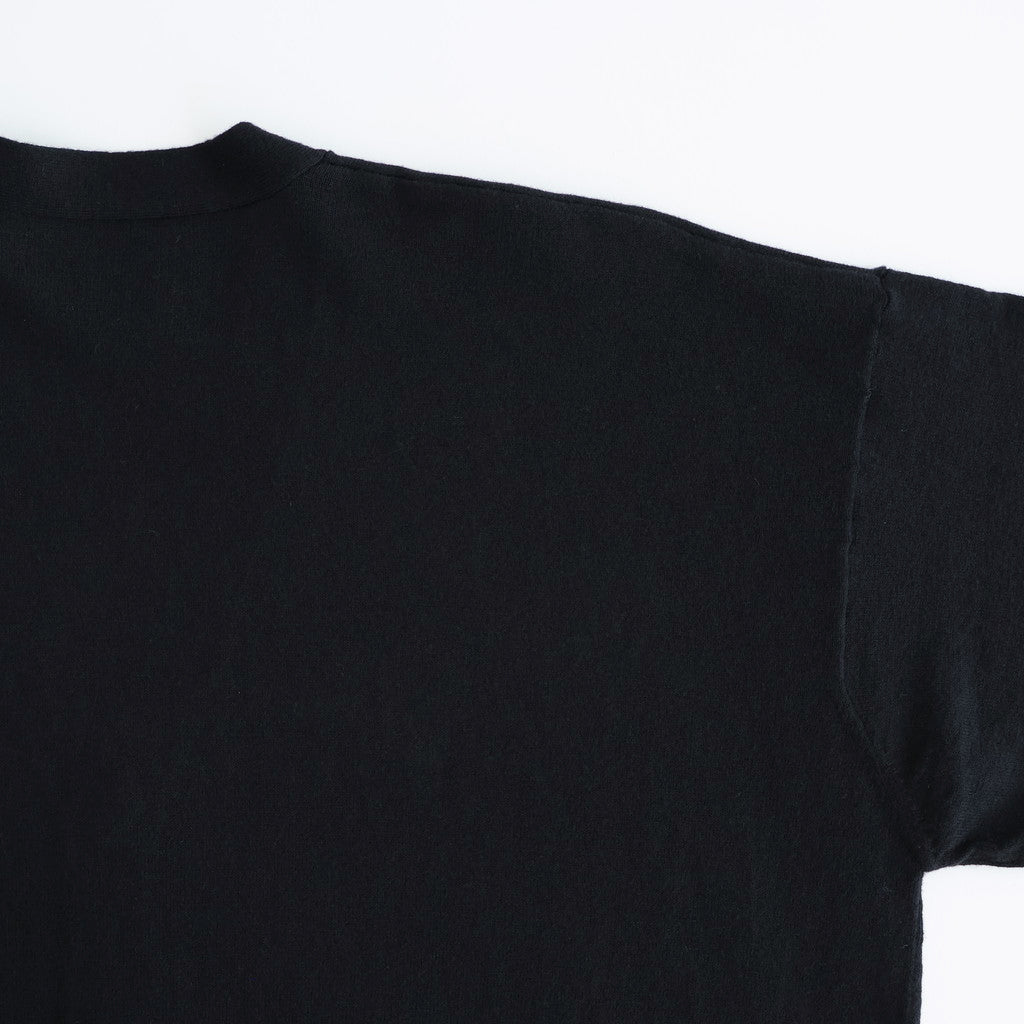 14GG 2PLY PLAIN STITCH COTTON/WOOL/CASHMERE V-NECK CARDIGAN #9900 BLACK [GNSL25531]