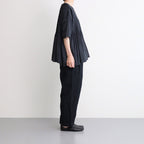 80s ORGANIC DOBIE CHECK(OVERDYE) CREW-NECK P/O HALF/SL SHIRT WITH PINTUCK #9971 O.BLACK [NMDS25251D]