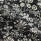 COTTON SLUB SMALL FLOWER PRINT FRILL COLLAR SHIRT WITH GATHER #9982 BLK (BLACK x BEIGE PRINT) [NSL25571]