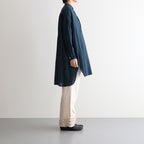 G.D COTTON SILK STAND COLLAR LONG SHIRT #Navy [no.7366]