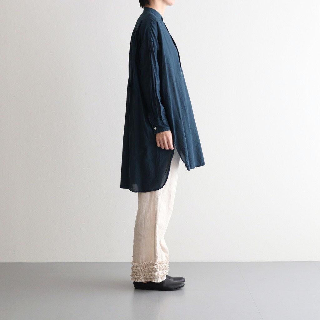 G.D COTTON SILK STAND COLLAR LONG SHIRT #Navy [no.7366]
