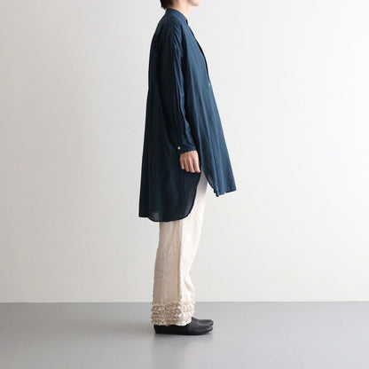 G.D COTTON SILK STAND COLLAR LONG SHIRT #Navy [no.7366]