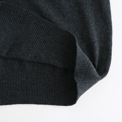 14GG 2PLY PLAIN STITCH COTTON/WOOL/CASHMERE V-NECK CARDIGAN #9800 CHARCOAL [GNSL25531]