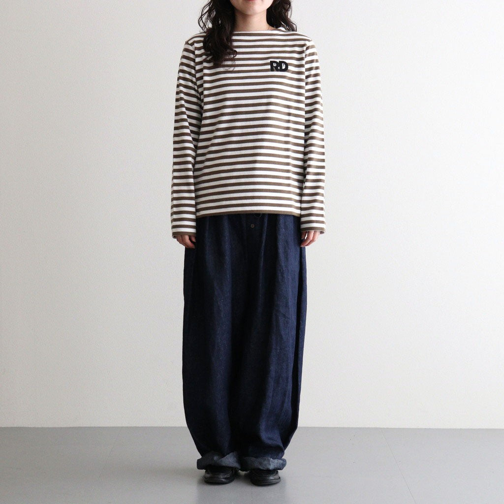 裏起毛 BORDER SPY EYE BOAT NECK PULLOVER #Khaki [no.7743]