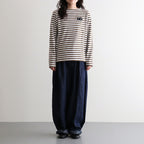 裏起毛 BORDER SPY EYE BOAT NECK PULLOVER #Khaki [no.7743]