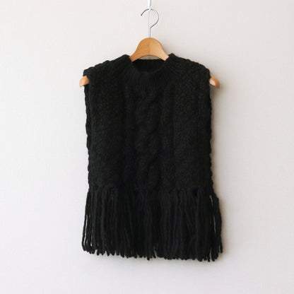 Knitted fringe vest #black [TLF-125-kn001-hk]