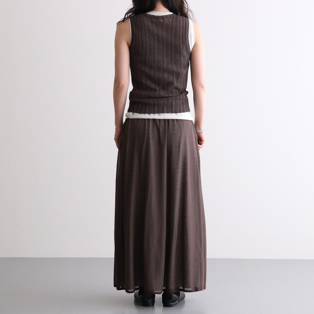 high-twisted cotton sheer knit layered sleeveless top #charcoal brown × mist green [WXSP-UW138]