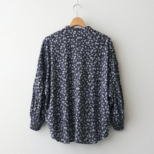 フラワープリント/ナチュラルタイプライター バンドカラーシャーリングBL #003 フラワードットクロ [PA260BL029]