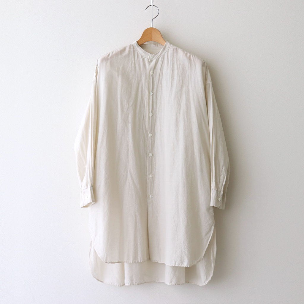 G.D COTTON SILK STAND COLLAR LONG SHIRT #Ivory [no.7366]