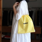 Drawstring bag #GINGHAM YELLOW [TMB-1863H]