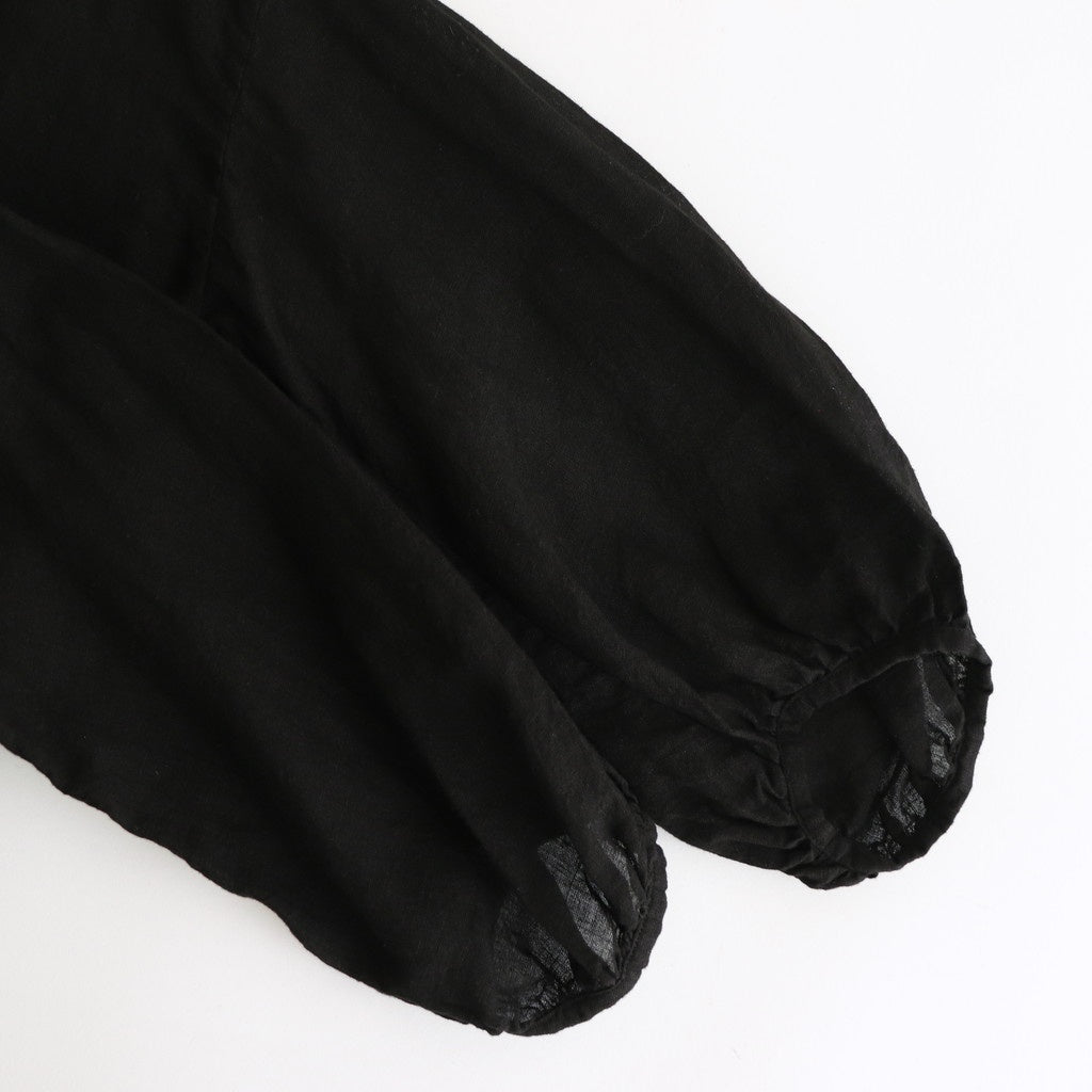 LINEN HEMP SMOCK BLOUSE #Black [no.7421]