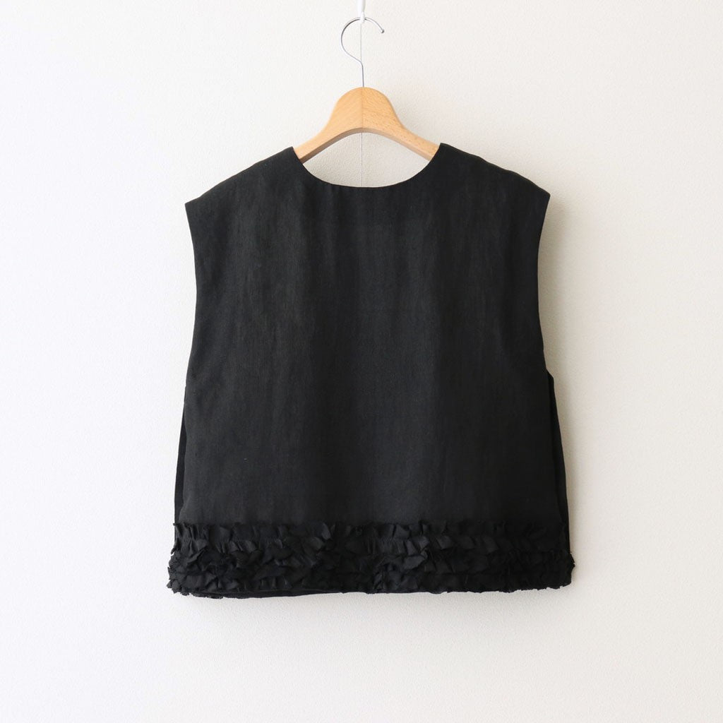 FRILL DECOLATION BUTTON BIB #Black [no.7316]