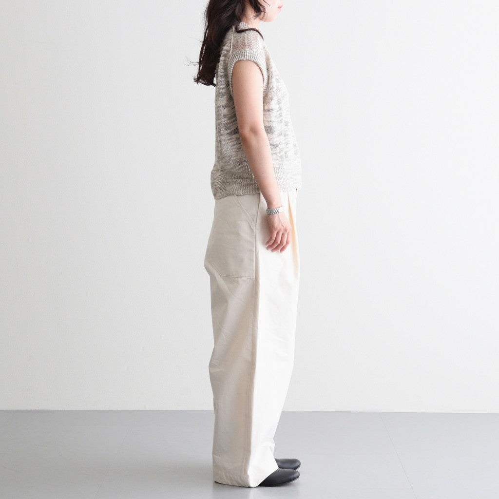 linen & silk melange slub yarn vest #cream melange [WXSP-UW102]