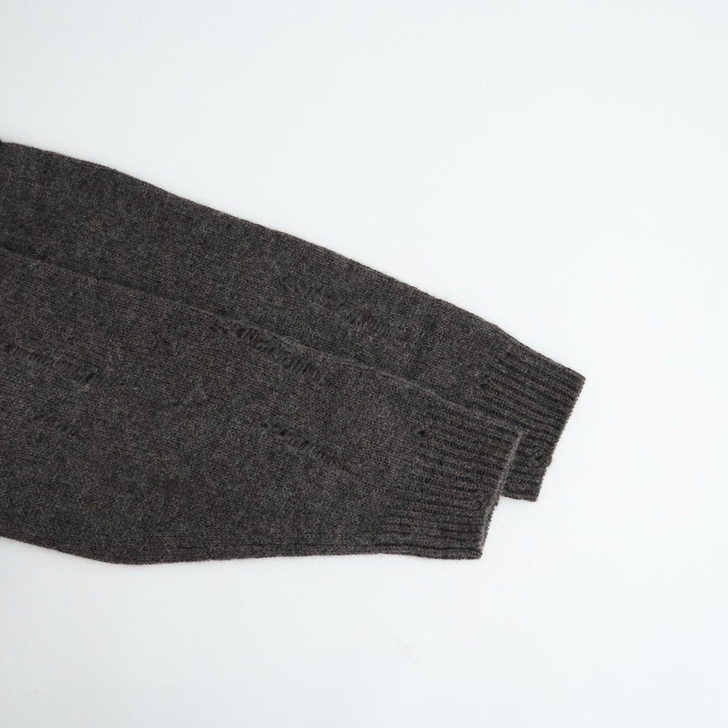 royal baby alpaca damage pattern-knit P/O #melange dark brown [WXFL-UW130]
